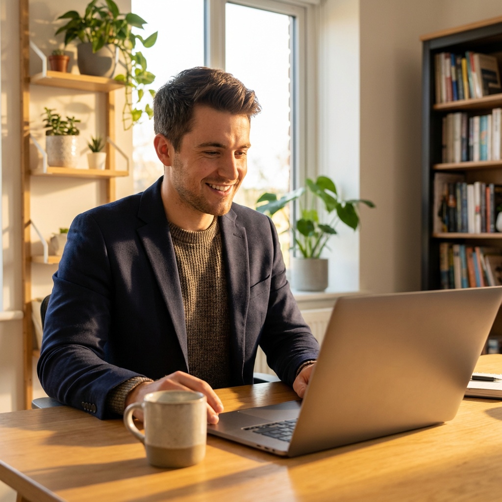 Erfolgreicher Unternehmer im Home Office